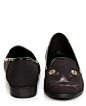 Black Cat Print Smoking 神秘黑猫动物印花 平底单鞋