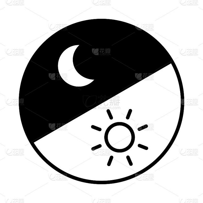 早晨和晚上的图像圆形图标。左上角，晚上，早上(线条艺术，蓝色)