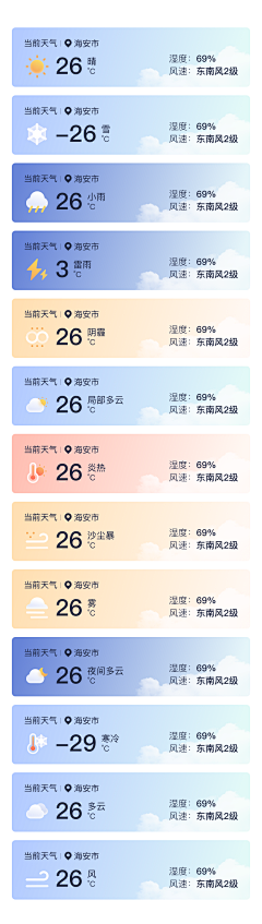 冰儿2015采集到移动app-天气插画|天气预报APP界面|UI天气界面