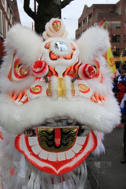 白色,狮王,舞狮服装,狮子舞蹈,垂直画幅,动物身体部位,特写,典礼,春节,狮子素材-花瓣网