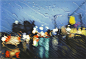 洛杉矶艺术家Elizabeth Patterson逼真的彩绘作品—使用彩色铅笔和溶剂再现了雨水打在汽车挡风玻璃上的场景 ​​​​