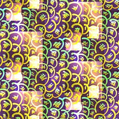 迷幻色彩的黄色亚洲无缝图案