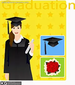 卡通人物插画-拿结业证书的女博士博士帽|插画|结业证书|卡通|卡通人物|卡通人物图片|漫画|漫画人物|玫瑰花|女博士|人物素材|人物图片|矢量人物|手绘