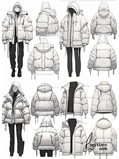 羽绒服款式图ai服装设计｜由midjourney生成