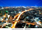 Transportation in city town at night, View Point on a Sky Bar at Sirocco, Bangkok, Thailand - stock photo