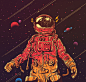 【Behance设计秀】插画·一组关于宇航员的插画，细节丰富，加上一些作者怪诞的想法，画面更具表现力。<br/>作者：Pequeño Capitan #设计秀# ​​​​