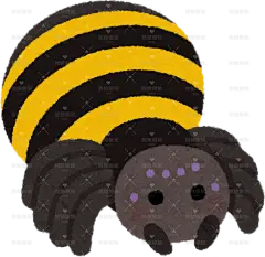 蜘蛛角色bug_character_kumo_yellow手绘png儿童插画免扣素材