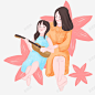 粉色花朵上的母女 免费下载 页面网页 平面电商 创意素材