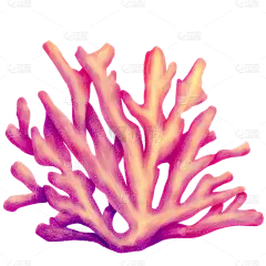 手绘红色珊瑚水族馆元素