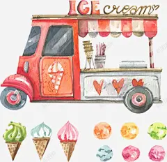 手绘甜品车高清素材 png 设计图片 免费下载 页面网页 平面电商 创意素材 png素材