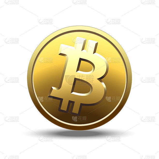 黄金比特币。国际证券交易所。网络营销标志BTC。矢量插图。