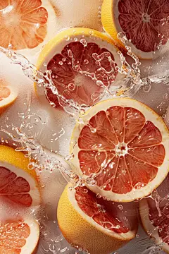 有机葡萄柚水溅水果创意图