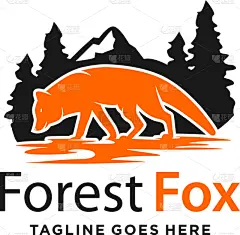 品牌名称,狐狸,森林,山,模板,运动,野生动物,公园,设计,问候