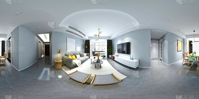 3D渲染360度现代客厅