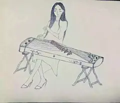 手绘人古筝