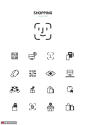 二维条码支付人脸认证购物电商图标 icon图标 线性图标