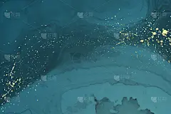 水彩背景与抽象的海军蓝墨水波浪和金色飞溅。