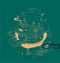 藕粉包装插画线稿图片素材