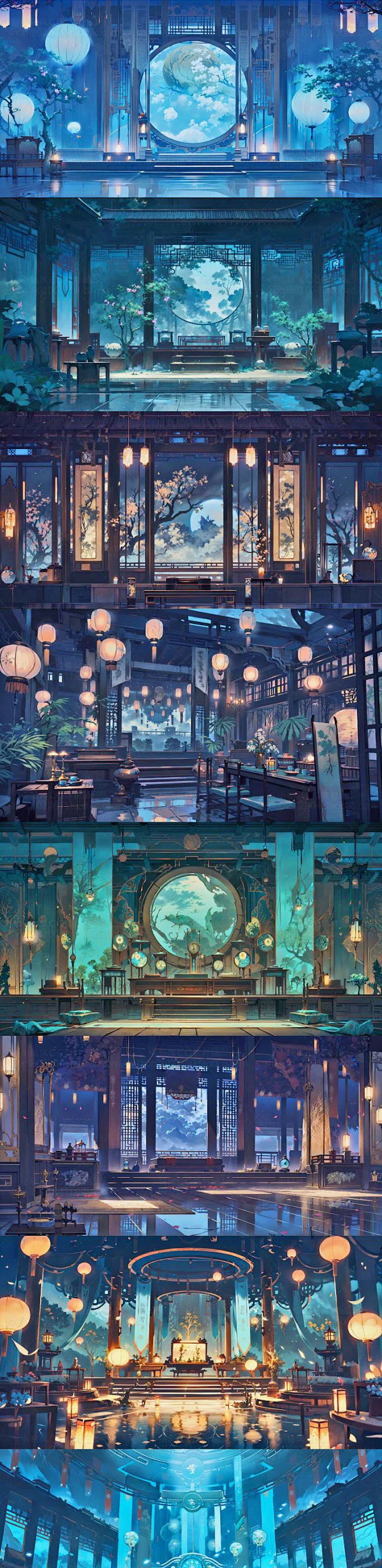 ai古风宫殿场景素材 室内场景建筑设计参考 影视游戏概念背景插画