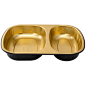 Foil Lux 28 oz Rectangle Black and Gold Aluminum Container - 2-Compartment - 9" x 7" x 1 1/2" - 100 count box