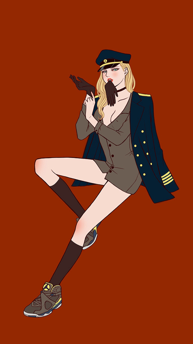 「卡通手机壁纸。少女原宿。插画设计。高清...