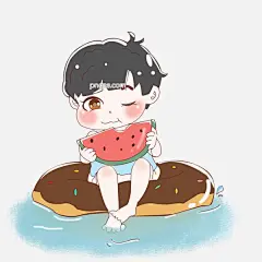 夏天男孩坐在水中的游泳圈上吃西瓜插画PNG图片大小2000x2000px 图片尺寸1.49 MB 来自PNG搜索网 pngss.com 免费免扣png素材下载！插画#馋嘴#吃西瓜#大眼睛#卡通#卡通手绘#可爱#萌#免抠#男孩#矢量#手绘#水中#