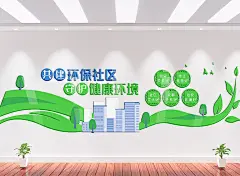 共建绿色环保社区文化墙共建绿色环保社区内容宣传文化墙城市街道摊位插画