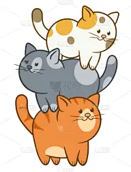 猫,卡通,塔,可爱的,宠物,垂直画幅,图像,家畜,动物,矢量