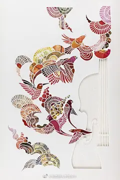 婚礼超话拼贴的插画~藤野真由子（Mayuko Fujino）纸上的自然艺术家，作品分享#疯狂婚礼季# 婚礼灵感分享 ​​​​