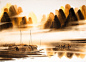 Chinese landscape watercolor painting