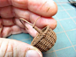 Dollhouse Miniature Furniture - Tutorials | 1 inch minis: Weaving a Basket with Crochet Thread Tutorial - How to weave a basket using painted crochet thread and covered wire.