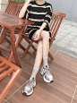 露思同款~大叔家百搭厚底老爹鞋女2025春季做旧擦色增高运动鞋子-淘宝网