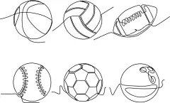 一笔画 | 图源免费EPS文件 |continuous line art vector illustration set of sport balls