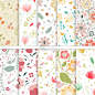 vector paper set of flower and leaf design.