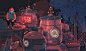 Illustration of a dwarf shovelling coal into a giant furnace