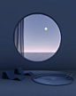 This is a good example of a focal point because of the lighter tones out the window. Everything inside the room is a darker blue but outside of the window it’s lighter blues with a bit of pink which draws your eyes out to the window and to the white moon.