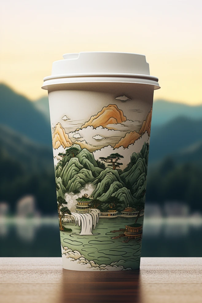 国潮风奶茶杯图片