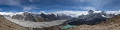 在尼泊尔珠峰大本营徒步旅行期间，在悟空湖附近的悟空里山的喜马拉雅山脉的风景