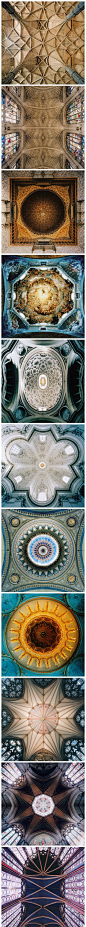 《Domes》（1993-2005）和《Vaults》（2003-2009）是 David 的两组作品，均是向上拍摄古建筑内部的天花板，足迹遍及欧洲众多城