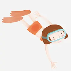 手绘卡通潜水女孩元素免抠素材_新图网 https://ixintu.com 动漫人物 动画 卡通人物 海报设计 潜水女孩 装饰设计
