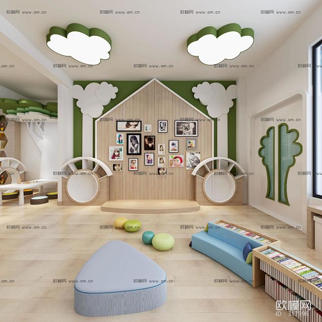 现代幼儿园教室活动室3D模型_精品3d模...