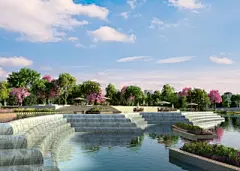跌水镜头 气氛小景 湖边 湿地公园 森林公园 沿河景观 水边景观 水景 春天 春景 写实湖景公园