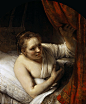 A Woman in Bed Sarah waiting for Tobias, Rembrandt Harmenszoon Van Rijn