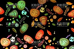 南瓜花  - 源文件下载【酷图网】男装,童装,服装设计,数码花型,万圣节,圣诞节,鬼怪,潮流