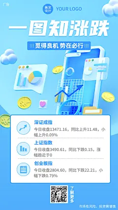金融保险证券股市行业资讯3D创意海报