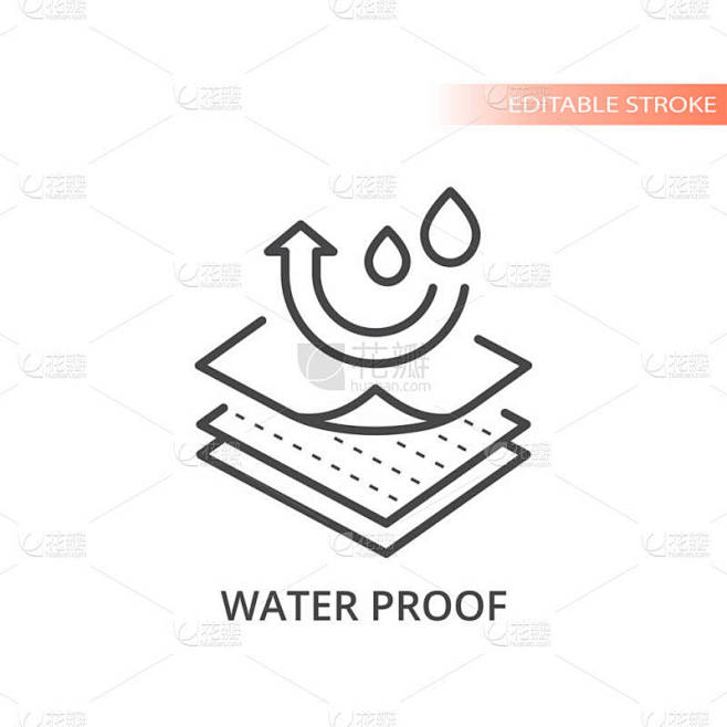 防水材料线矢量图标.防水织物概述符号.