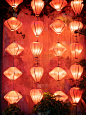 灯笼,橙色,红色,线绳,围墙,越南,珊瑚色,纺织品,照明设备,有蔓植物