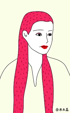 女生 线条 插画 色块 简笔画 个性
