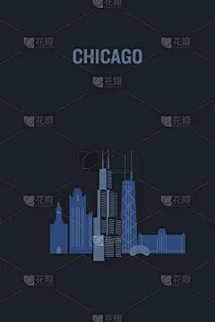 芝加哥市,国际著名景点,旅途,伊利诺斯州,商务,名声,简单,现代,做,剪影