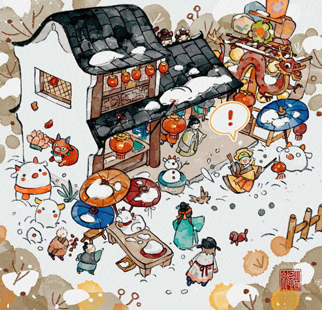 江南百景图-小年夜_道道维__插画师作品...